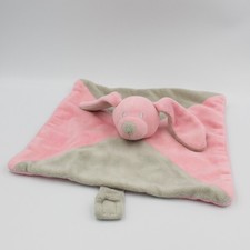Doudou plat lapin gris rose