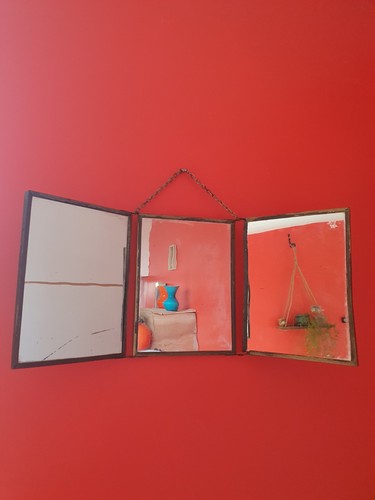 Miroir triptyque barbier - miroir, de