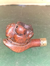 Pipe ancienne sculptée – Tête de chien rustique