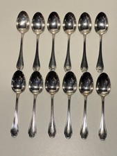 12 Cuillères À Desserts Entremets CHRISTOFLE Pompadour Métal Argenté