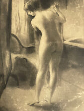 Grande gravure superbe eau-forte curiosa signée nu féminin Armand Berton 1913