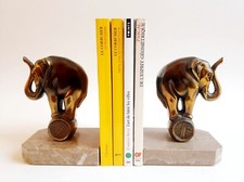 H. Moreau Dit Franjou Serre-livres Sculpture Éléphant Régule Patine Bronze