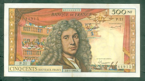 Rare billet 500nf molière - de,