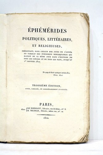 Livre ancien ephemerides - livre,