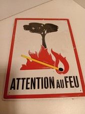 Plaque tole attention feu