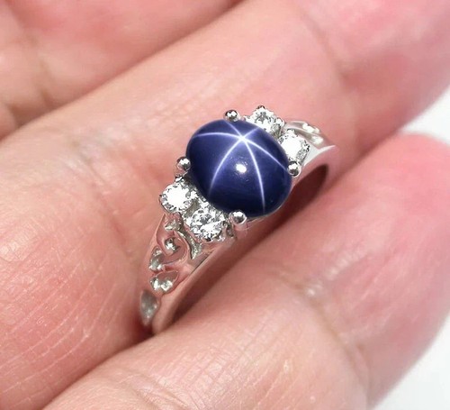 Bague saphir étoile bleue