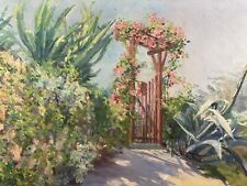 Huile sur Toile Ecole Italienne XXe Paysage du Sud Nice Pergola 45 x 60 cm