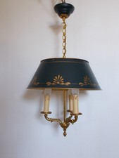 Lustre bouillote suspension bronze doré / Lucien Gau Paris design