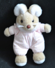 Peluche doudou souris JACADI blanc rose carreaux vichy 20 cm  TTBE