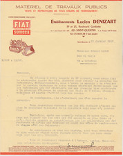 1968 courrier Et. DENIZART Travaux Publics FIAT SOMECA Bulldozer Terrassement
