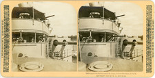 Stereo, USA, USN Cruiser Brooklyn, Rapid fire battery and guns, 1901 Vintage ste