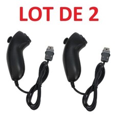 2 X Nunchuck manette pour Nintendo Wii et Wii u - Noir