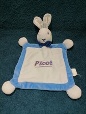 doudou plat lapin bleu Picot  Etat neuf