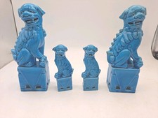 LOT 2 PAIRES STATUETTES CHIENS FO EN PORCELAINE de CHINE