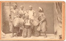 Orchestre africain Gnaoua musicien tambour circa 1870 Alger Photo CDV Algérie