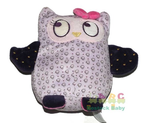 Doudou chouette hibou mauve - hibou,