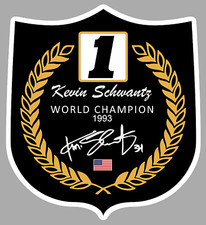 STICKER KEVIN SCHWANTZ CHAMPION DU MONDE MOTO 1993 GRAND PRIX 500 GP N°34 SD049
