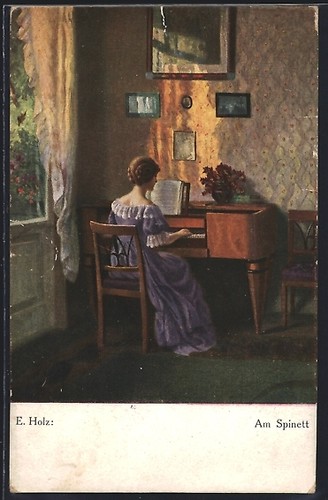 Carte postale artiste femme - postale, d'artiste