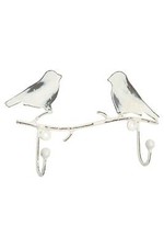 Barre avec Crochets de Vestiaire Mural Oiseau Blanc Shabby Chic H250