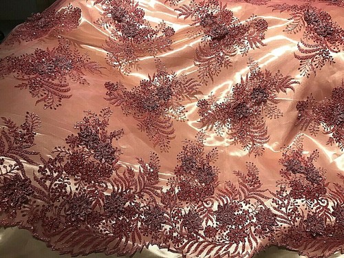 Beaded pink french lace - beaded,