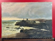 Huile sur toile "Côte Bretonne" oeuvre signée Gallard 1891 - XIX ème