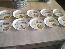 PORCELAINE de PARIS- AUTEUIL  -10 ASSIETTES à TERRINE -GIBIERS- maison  DUSSAULT