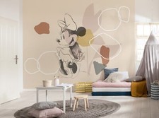 Minnie Mouse Papier Peint 3.5x2.8 M Bébé Fille Beige Chambre Mural Disney