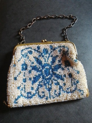 Ancien porte monnaie perles - monnaie,