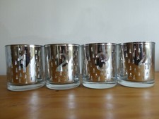 4 PHOTOPHORES Argentés numérotés 1234 sapins VILLEROY ET BOCH 