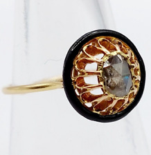 Bague fleur victorienne or 18k diamant 7,5 mm taille rose sertis illusion (1880)