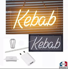 Panneau enseigne lumineuse Neon led  transparent à suspendre poser deco Kebab