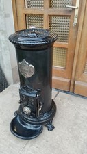 Poêle Godin ancien rare modèle 2123 émaillé noir restauré entièrement début 1900