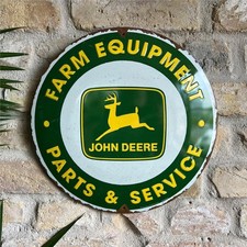 Plaque Métal Vintage John Deere – Parts & Service – Déco Murale Agricole Rétro