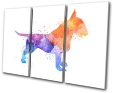 Watercolour Bull Terrier Dog Animals TREBLE TOILE murale ART Photo Print