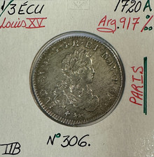 1/3 ECU de France - LOUIS XV - 1720 (A) Pièce de Monnaie en Argent // TTB