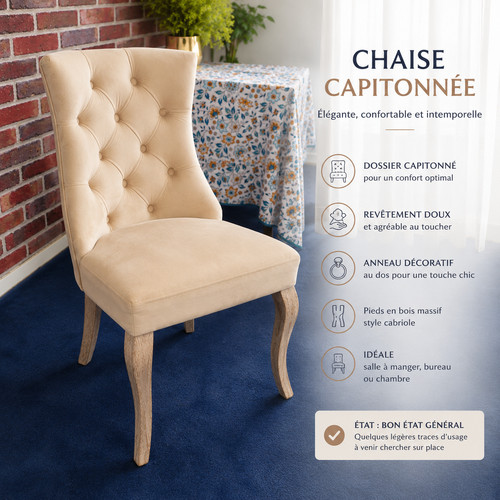 Chaise capitonnée beige style