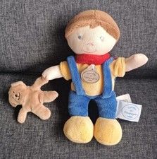 909?Doudou Et Compagnie Garçon Les P'tits Bouts Bleu Écharpe Rouge Ours Marron