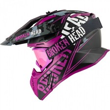 Broken Head Casque Cross Escadron Rebelution Rose + MX-2 Lunettes Miroir