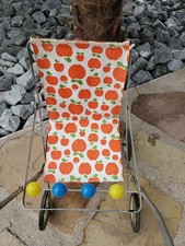 Ancienne Poussette Jouet Poupée Pliable Métal et Toile Vintage années 60/70