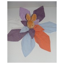 Doudou plat lapin fleur