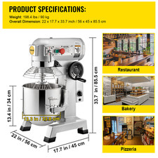 Robot Pâtissier Multifonction Robot De Cuisine Acier Inoxydable 33 L 1100W