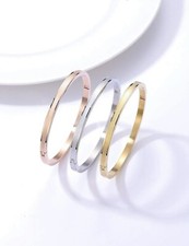 3x Bracelet Fin Femme Acier Inoxydable Lot De Bijoux Jonc Rigide Ouvert Mode