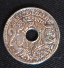 25 Centimes 1940 Lindauer Maillechort avec points cocarde visible