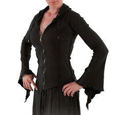 Gugel Chemise Veste Goa Ethno Boho Médiévale Hippie Noir Gr.S/M