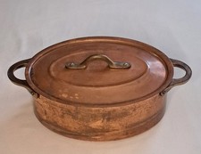 COCOTTE OVALE CUIVRE MOV VESOUL LE TRÈFLE ÉTAMÉ ANCIENNE FRANCE RARE