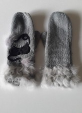 LOLLIPOPS GANTS MOUFLE EN ACRYLIQUE ET FOURRURE LAPIN TAILLE UNIQUE GRIS ET NOIR