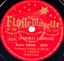 Maurice Vandair : La chemise a carreaux DISQUE 78 tours rpm ETOILE MUSETTE 228