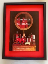 ◕ Cadre Affiche Publicité ◕ Parfum Habit Rouge GUERLAIN ◕ 40 X 30 cm ◕ 1970 ◕