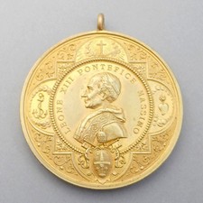 Antique Religious Large Medal. Pope, Leone XIII. Saint Peter's Basilica. Pendant
