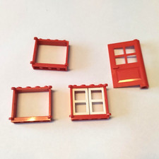 VINTAGE pièces lego lot porte et fenêtres    rouge  en l état